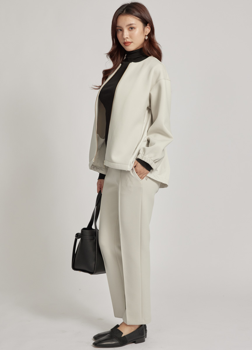 太空棉休閒內開衩窄管褲 